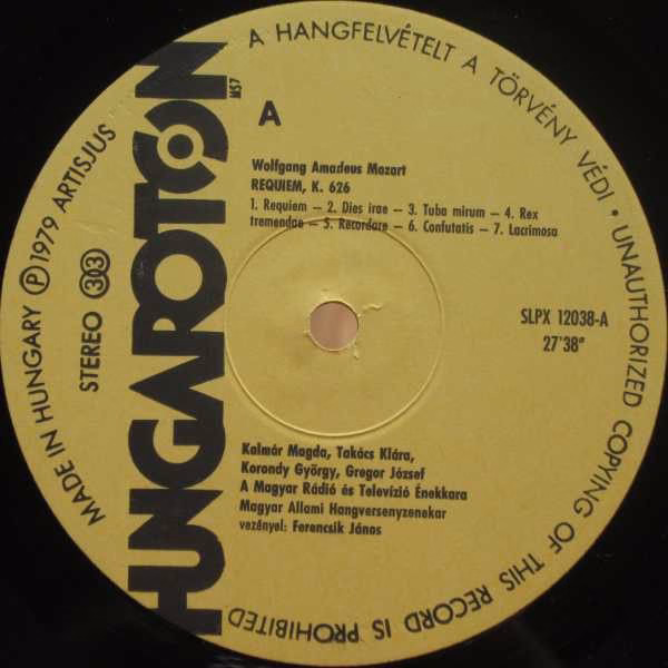 Hungaroton SLPX 12038 - Wolfgang Amadeus Mozart, János Ferencsik - Image 4