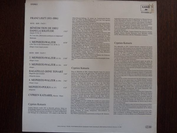 Telefunken 6.42829 AW - Franz Liszt, Cyprien Katsaris - Mephisto - Image 3