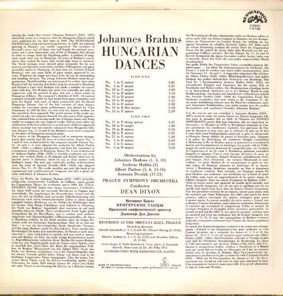 Supraphon 1 10 1206 - Johannes Brahms, The Prague Symphony Orche - Image 2