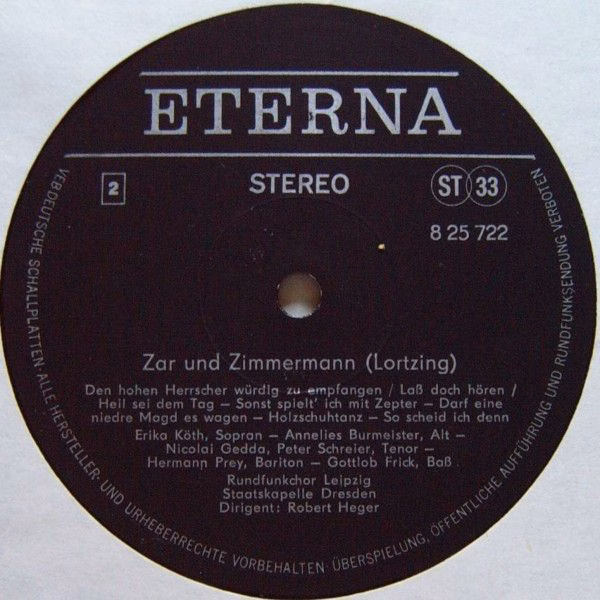 Eterna 8 25 722 - Albert Lortzing - Zar Und Zimmermann - Image 4