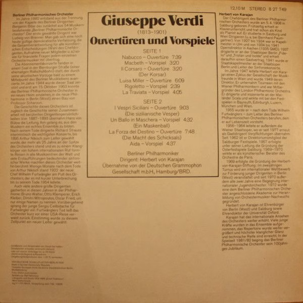Eterna 8 27 749 - Herbert von Karajan, Giuseppe Verdi, Berliner - Image 2