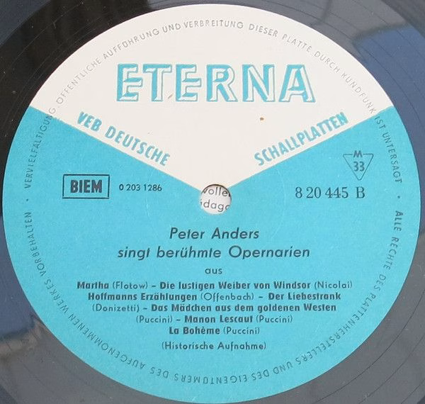 Eterna 8 20 445 - Peter Anders (2) - Berühmte Opernarien - Image 3