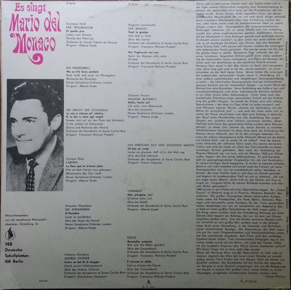 Eterna 8 20 609 - Mario del Monaco - Es Singt Mario Del Monaco - Image 2