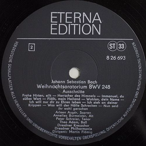 Eterna 8 26 693 - Johann Sebastian Bach, Arleen Auger, Annelies - Image 4