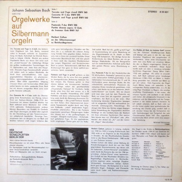 Eterna 8 25 601 - Johann Sebastian Bach, Herbert Collum - Orgelw - Image 2