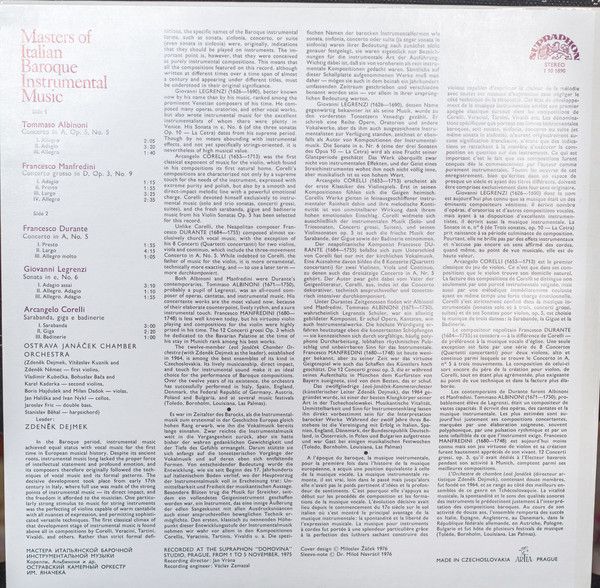 Supraphon 1 10 1890 - Arcangelo Corelli, Francesco Durante, Fran - Image 2