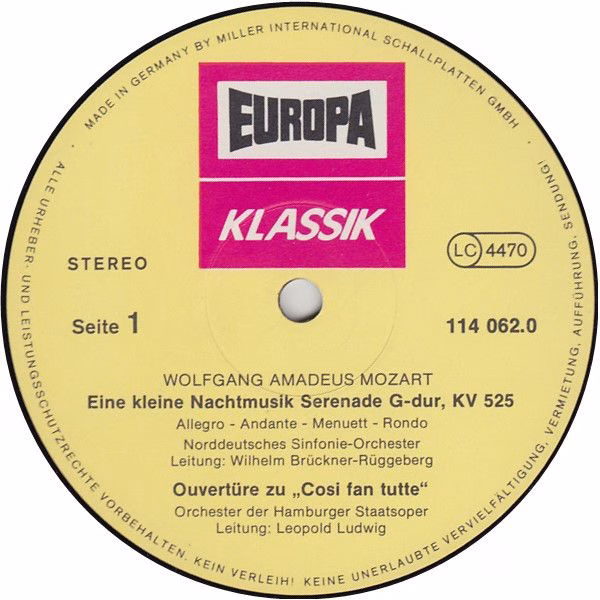 Europa Klassik 114 062.0 - Wolfgang Amadeus Mozart - Eine Kleine - Image 3