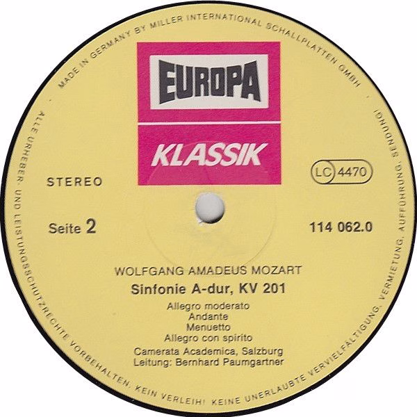 Europa Klassik 114 062.0 - Wolfgang Amadeus Mozart - Eine Kleine - Image 4