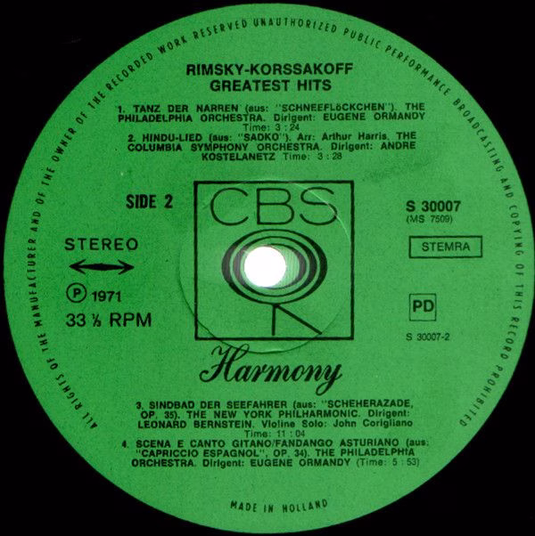 CBS Harmony S 30007 - Nikolai Rimsky-Korsakov, Leonard Bernstein - Image 4