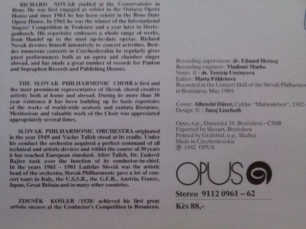 Opus 9112 0961-62 - Antonín Dvořák, Zdeněk Košler, Slovak Philha - Image 2
