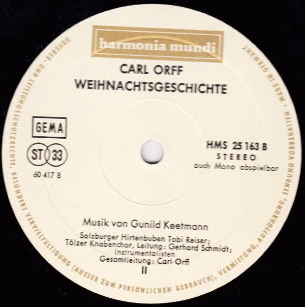 Harmonia Mundi HMS 25 163 - Carl Orff - Weihnachtsgeschichte - Image 6
