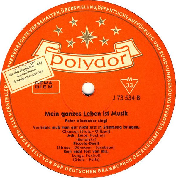 Polydor J 73 534 - Peter Alexander - Mein Ganzes Leben Ist Musik - Image 4