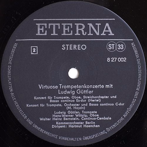 Eterna 8 27 002 - Ludwig Güttler, Kammerorchester Berlin, Hartmu - Image 5