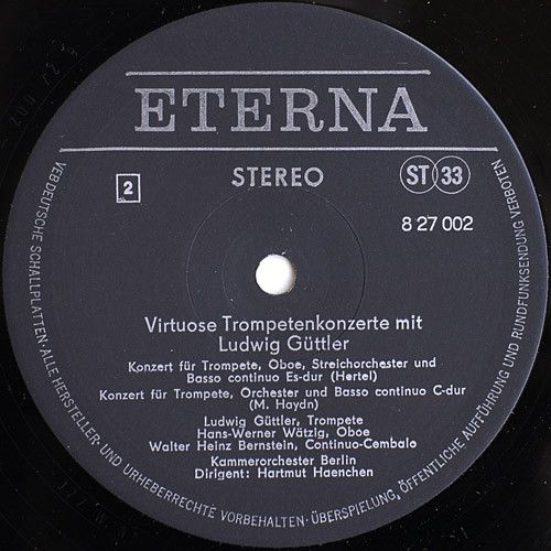 Eterna 8 27 002 - Ludwig Güttler, Kammerorchester Berlin, Hartmu - Image 5