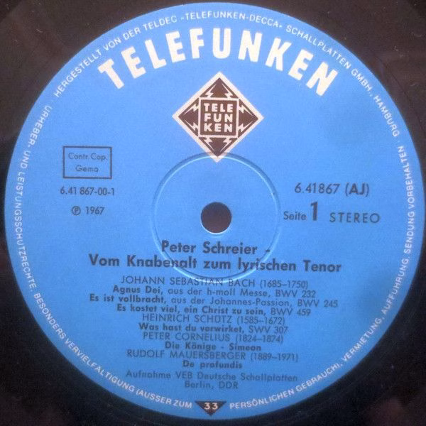 Telefunken 6.41 867 - Peter Schreier - Vom Knabenalt Zum Lyrisch - Image 4
