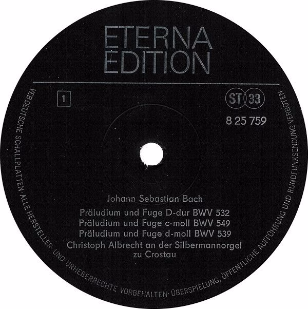 Eterna 8 25 759 - Johann Sebastian Bach, Christoph Albrecht - Or - Image 3