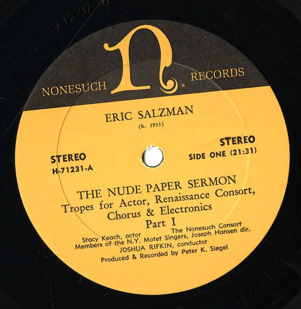 Nonesuch Records H-71231 - Eric Salzman - The Nude Paper Sermon - Image 5