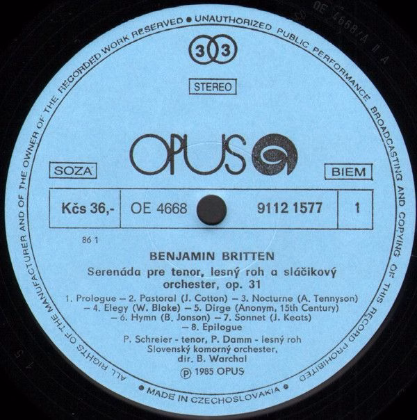 Opus 9112 1577 - Benjamin Britten, Peter Schreier, Bohdan Warcha - Image 3