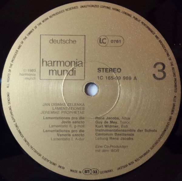 Deutsche Harmonia Mundi 1C 165-99 968/69 - Jan Dismas Zelenka, S - Image 6