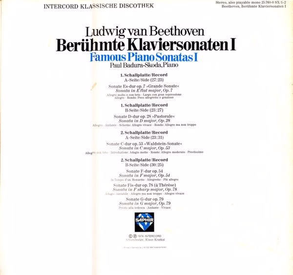 Saphir 25 760-0 SX/1-2 - Ludwig van Beethoven, Paul Badura-Skoda - Image 2
