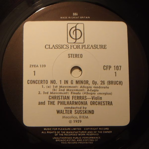 Classics For Pleasure CFP 107 - Christian Ferras, Philharmonia O - Image 3