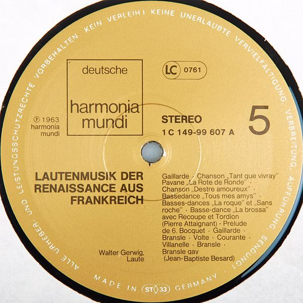 Deutsche Harmonia Mundi 1C 149 - 99 605/07 - Walter Gerwig - Lau - Image 7