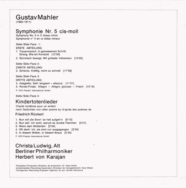 Deutsche Grammophon 2707 081 - Gustav Mahler, Christa Ludwig, Be - Image 9