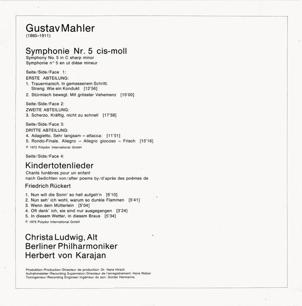 Deutsche Grammophon 2707 081 - Gustav Mahler, Christa Ludwig, Be - Image 9