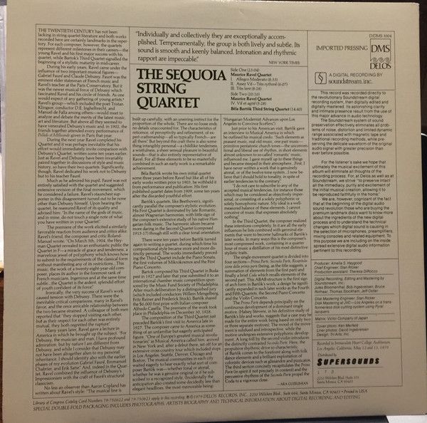 Delos DMS 3004 - Maurice Ravel, Béla Bartók, The Sequoia String - Image 2