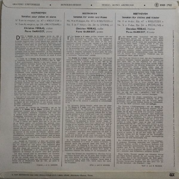 Guilde Internationale Du Disque SMS 2702 - Ludwig van Beethoven, - Image 2