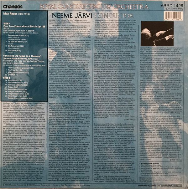 Chandos ABRD 1426 - Max Reger, Concertgebouworkest, Neeme Järvi - Image 2