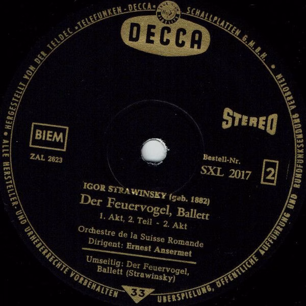 DECCA SXL 2017 - Igor Stravinsky, L'Orchestre De La Suisse Roman - Image 3