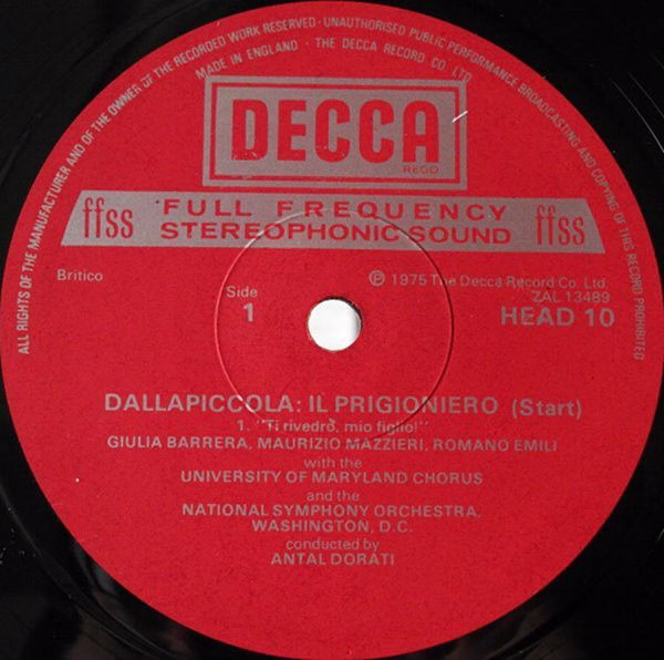 DECCA HEAD 10 - Luigi Dallapiccola, National Symphony Orchestra, - Image 5