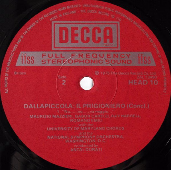 DECCA HEAD 10 - Luigi Dallapiccola, National Symphony Orchestra, - Image 6
