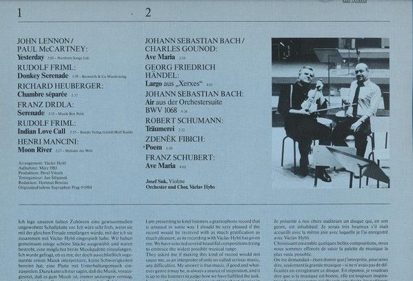 Ariola 42 430 9 - Josef Suk - Yesterday (Josef Suk Spielt Welter - Image 2