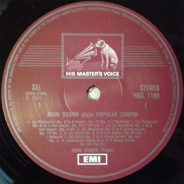 His Master's Voice HQS 1189 - John Ogdon - Plays Popular Chopin - Image 3