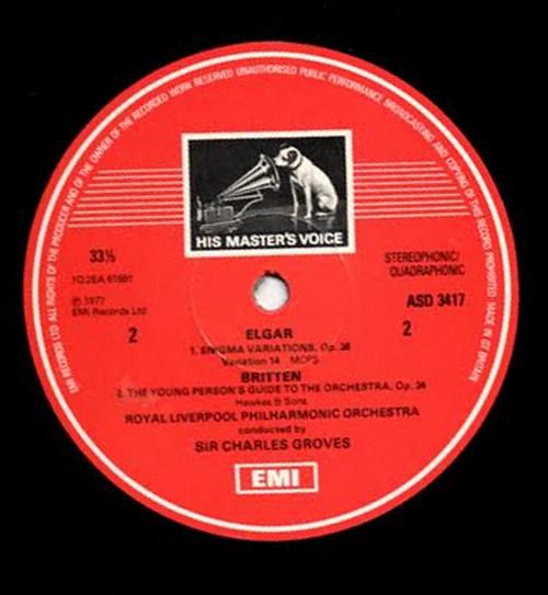 His Master's Voice ASD 3417 - Sir Edward Elgar, Benjamin Britten - Image 3