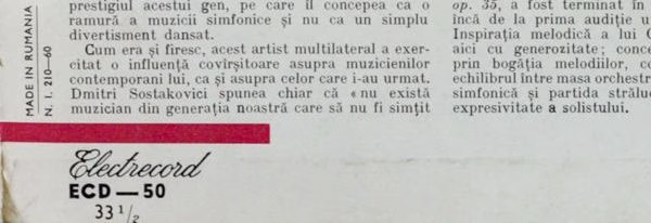 Electrecord ECD 50 - Pyotr Ilyich Tchaikovsky, Ștefan Ruha, Orch - Image 4