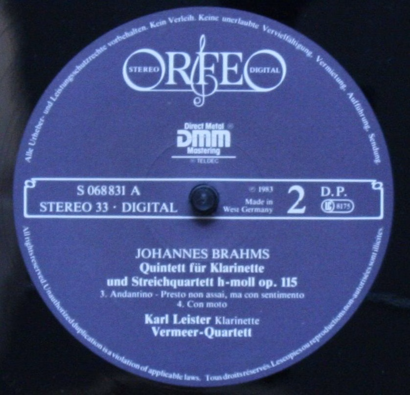 Orfeo (2) S 068831 A - Johannes Brahms, Vermeer Quartet, Karl Le - Image 4