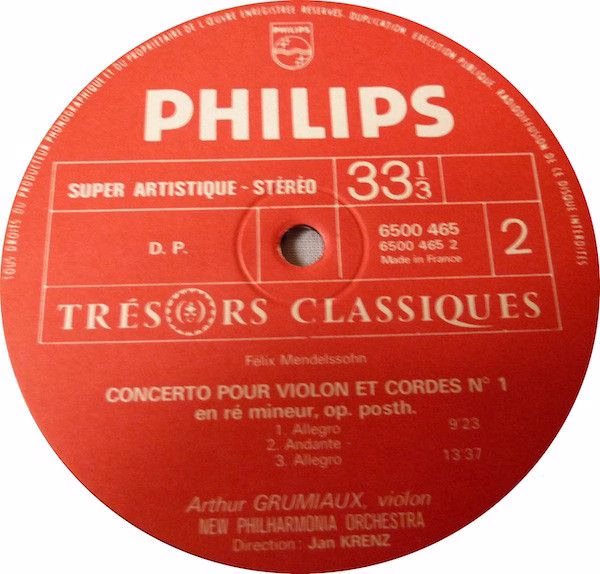 Philips 6500 465 - Felix Mendelssohn-Bartholdy, Arthur Grumiaux, - Image 4