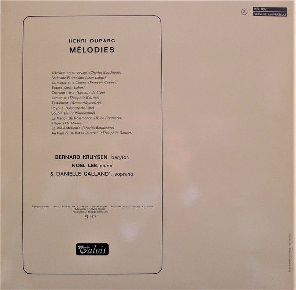 Valois MB 882 - Henri Duparc, Bernard Kruysen, Noël Lee, Daniell - Image 4