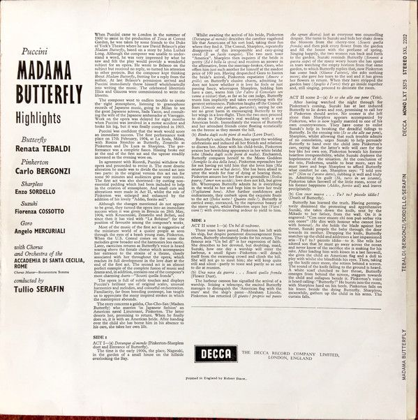 DECCA SXL 2202 - Giacomo Puccini, Renata Tebaldi, Carlo Bergonzi - Image 2