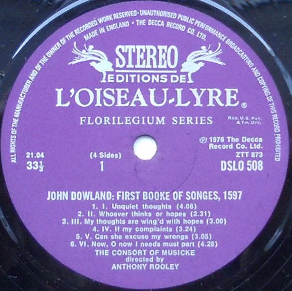 L'Oiseau-Lyre DSLO 508-9 - John Dowland, The Consort Of Musicke - Image 3