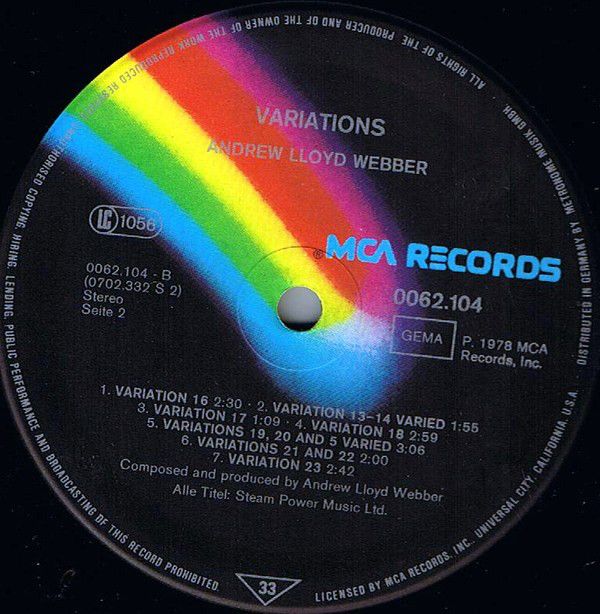 MCA Records 0062.104 - Andrew Lloyd Webber - Variations - Image 7