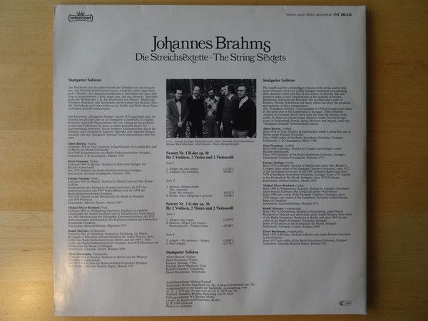 Intercord INT 180.834 - Johannes Brahms, Stuttgarter Solisten - - Image 4