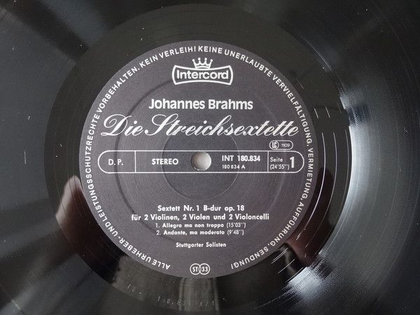 Intercord INT 180.834 - Johannes Brahms, Stuttgarter Solisten - - Image 6