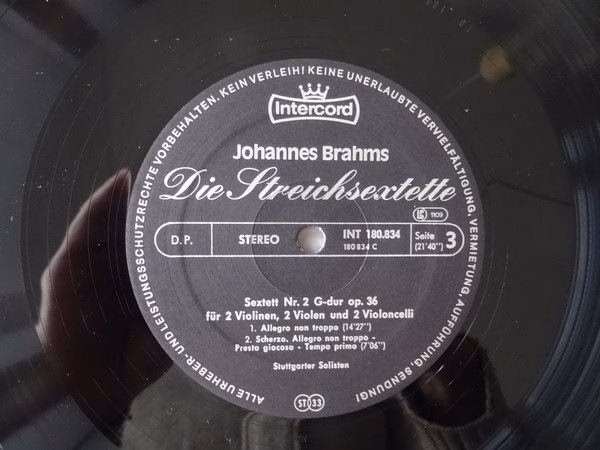 Intercord INT 180.834 - Johannes Brahms, Stuttgarter Solisten - - Image 8