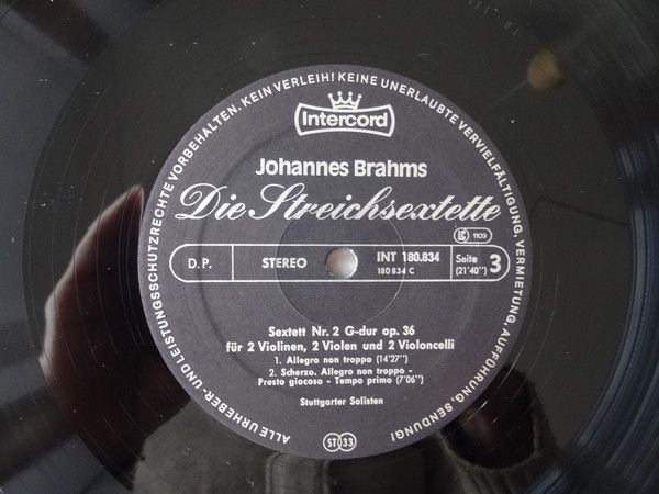 Intercord INT 180.834 - Johannes Brahms, Stuttgarter Solisten - - Image 8