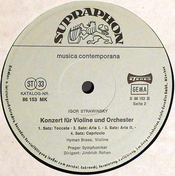 Supraphon 86 153 MK - Arnold Schoenberg, Igor Stravinsky, Hyman - Image 2
