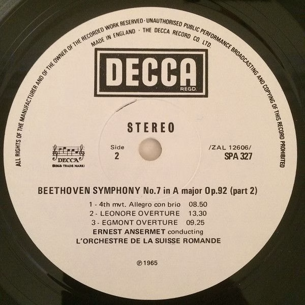 DECCA SPA 327 - Ludwig van Beethoven - Symphony No.7 / Leonore N - Image 4